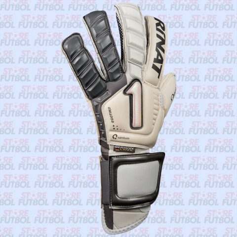 Detalle dorsal de los guantes Rinat Egotiko Quantum Pro en blanco y gris