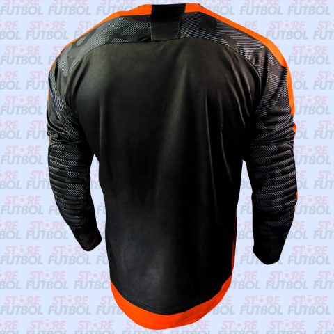 Vista trasera del buzo de arquero Rinat Sniper con detalles naranjas