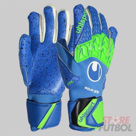 Guantes de arquero UHL Sport Aquagrip HN azul y verde
