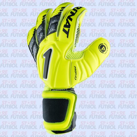 Guantes Rinat Uno Alpha semi pro en amarillo detalle dorsal