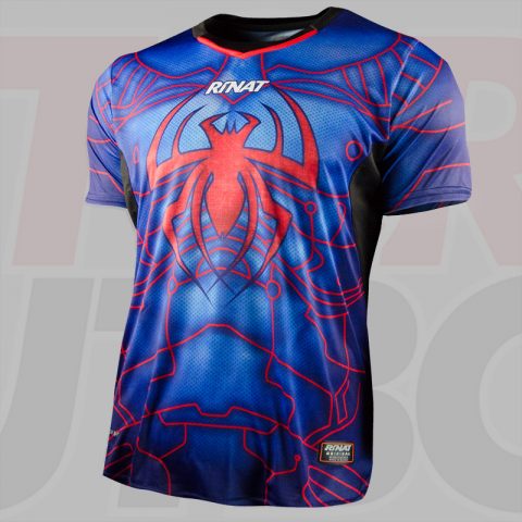 Buzo de arquero modelo Aracnik en color azul y rojo de manga corta de Rinat