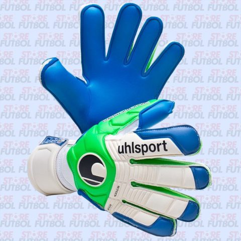 Guantes de arquero Uhlsport Ergonomic Aquasoft en azul y blanco